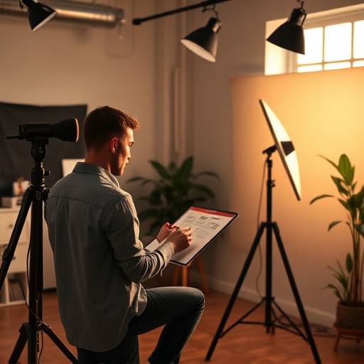 Een kunstenaar werkt in zijn atelier, vastgelegd in een branding shoot