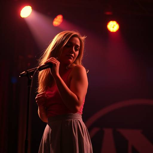 Een theateractrice in actie tijdens een live-voorstelling