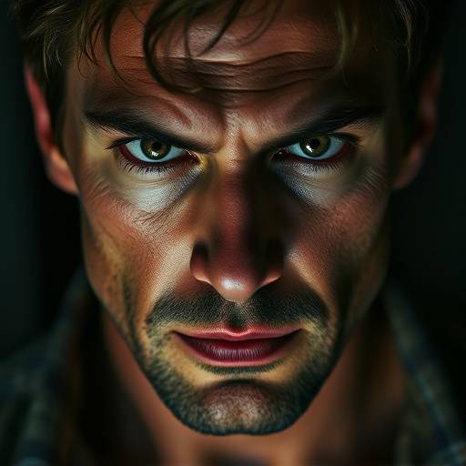 Portret van een acteur met een intense, doordringende blik