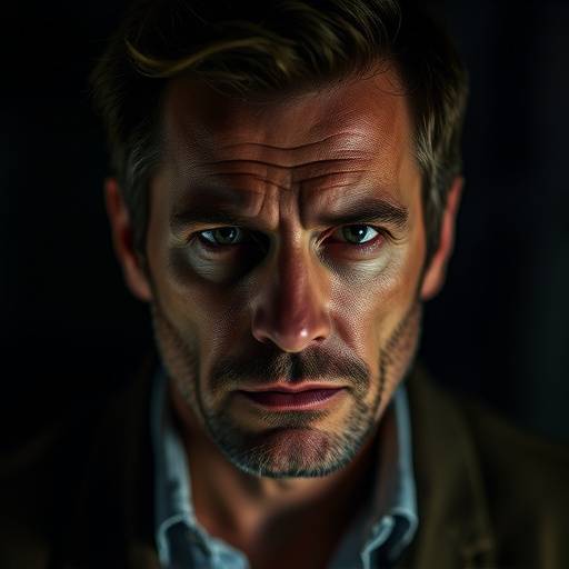 Portret van een acteur met een serieuze blik